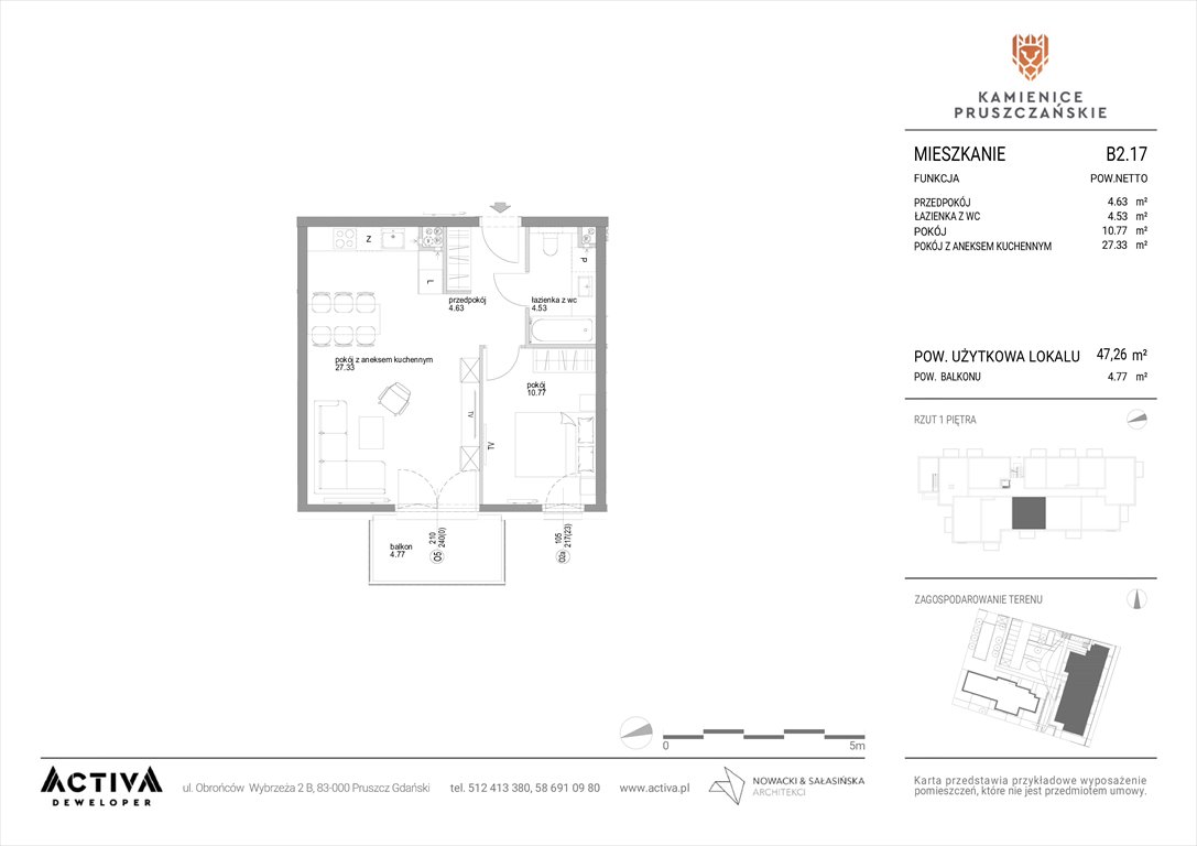 Nowe mieszkanie dwupokojowe Kamienice Pruszczańskie Pruszcz Gdański, ul. Grunwaldzka 71B, 71C  47m2 Foto 1