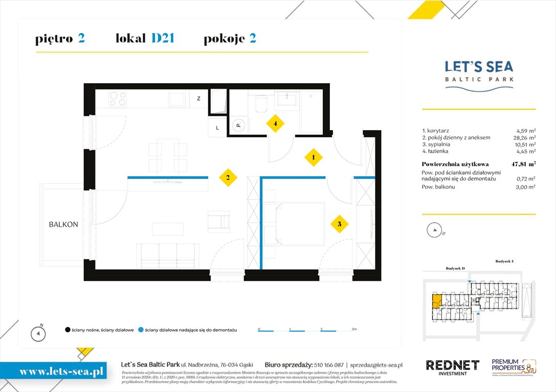 Nowe mieszkanie dwupokojowe Let's sea Baltic Park Gąski, Nadbrzeżna 52  48m2 Foto 1