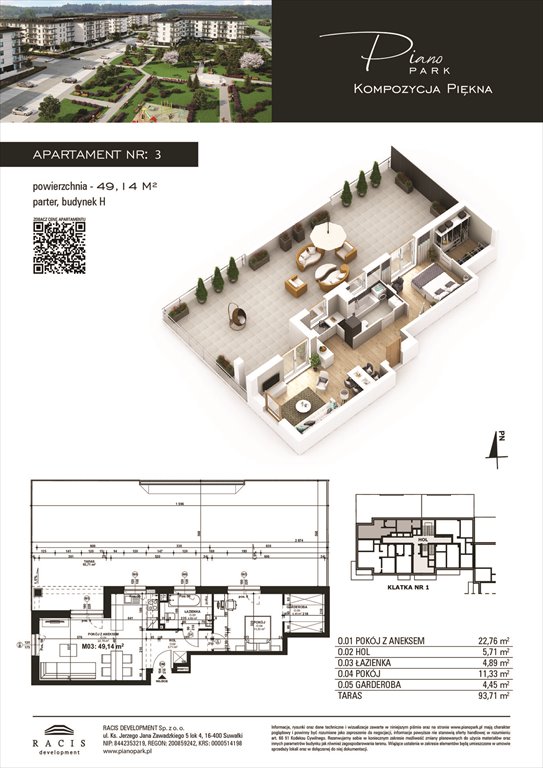 Nowe mieszkanie dwupokojowe Piano Park budynek H Suwałki, Rotmistrza Witolda Pileckiego 5a  49m2 Foto 1