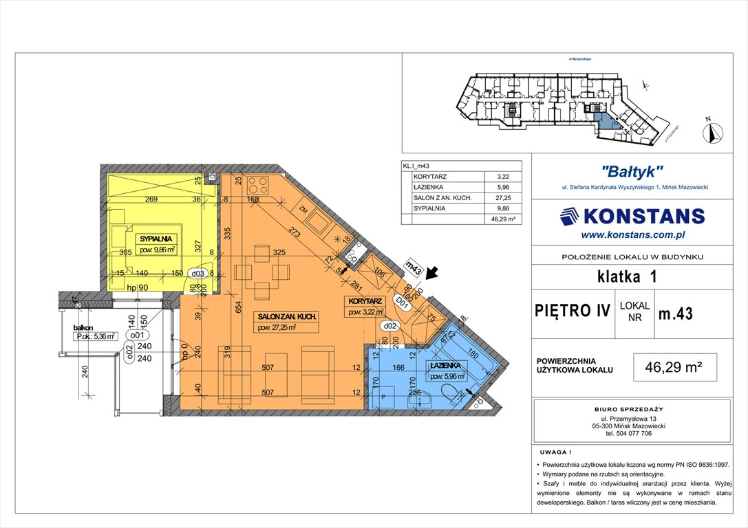 Nowe mieszkanie dwupokojowe Bałtyk Mińsk Mazowiecki, Wyszyńskiego 1  46m2 Foto 1