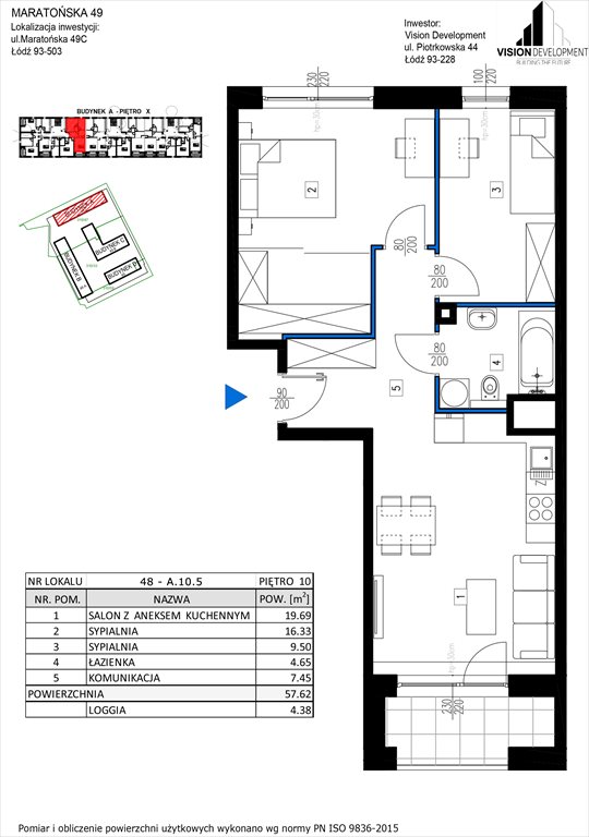 mieszkanie na sprzedaż 58m2 mieszkanie Łódź, Retkinia, Maratońska 49C