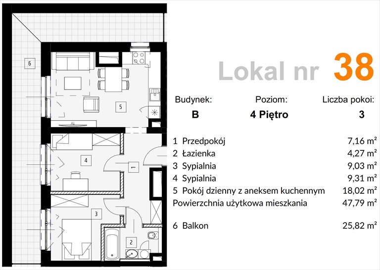 Nowe mieszkanie trzypokojowe OSTRAWSKA 1 Katowice, Ligota, Ostrawska  48m2 Foto 1
