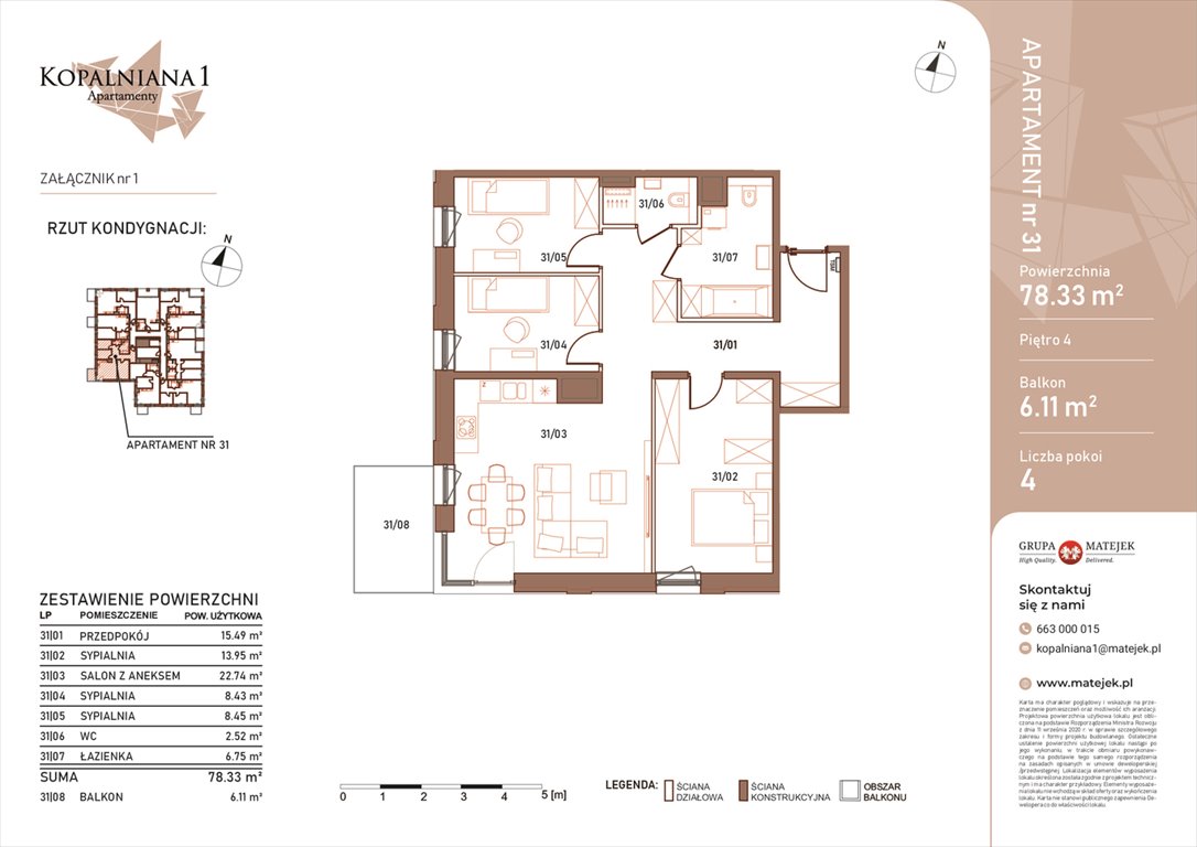 Nowe mieszkanie czteropokojowe  KOPALNIANA 1 Katowice, Bogucice, Kopalniana 1  78m2 Foto 1