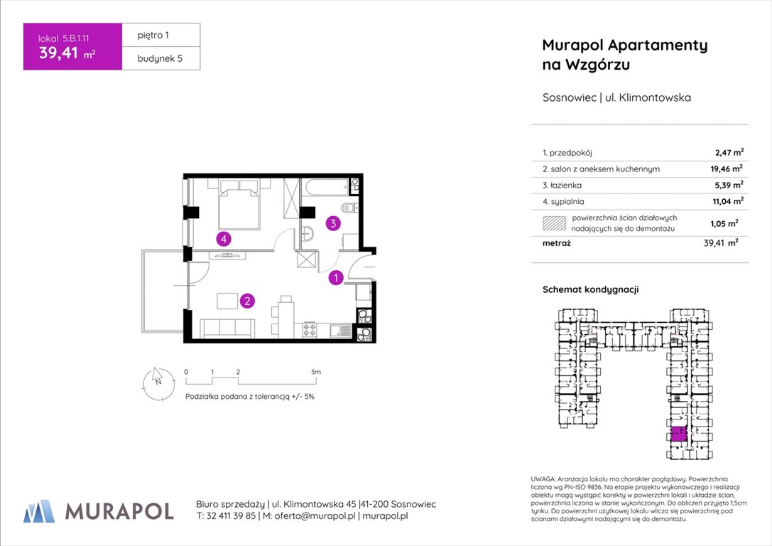 Nowe mieszkanie dwupokojowe Murapol Apartamenty na Wzgórzu Sosnowiec, ul. Klimontowska  39m2 Foto 1