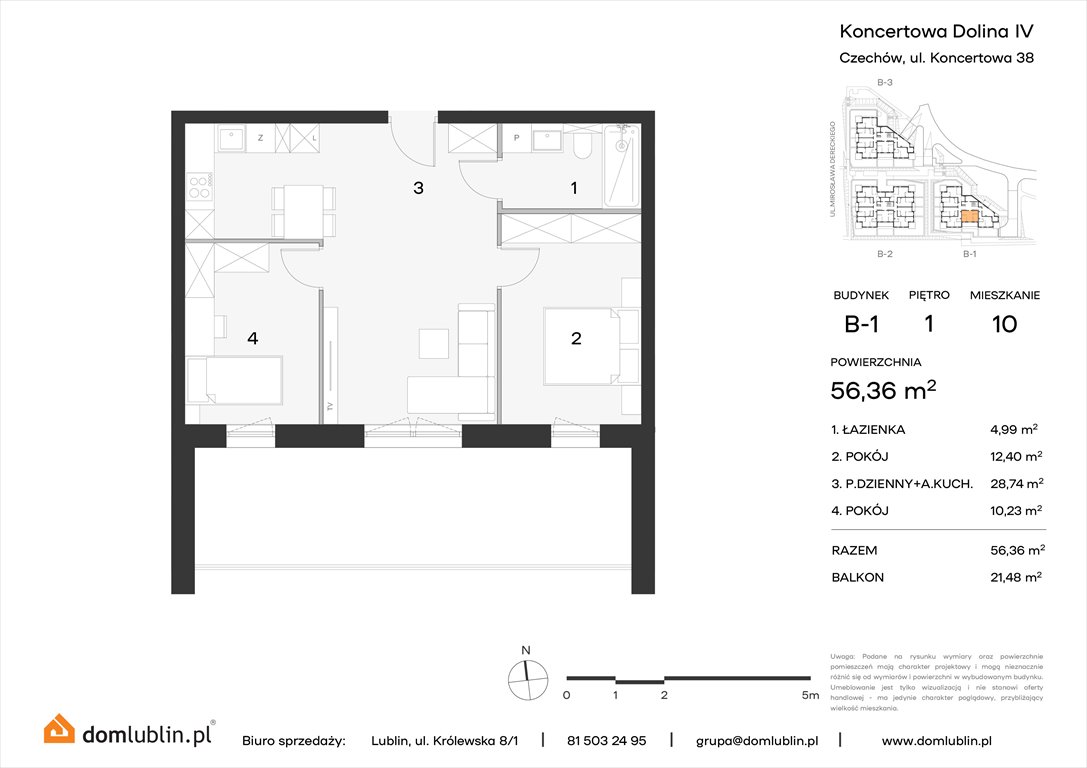 Nowe mieszkanie trzypokojowe Koncertowa Dolina Lublin, Choiny, Koncertowa  56m2 Foto 1