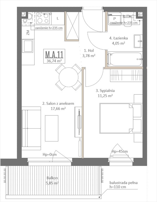Nowe mieszkanie dwupokojowe Botanika Gdańsk, Osowa, Izydy  37m2 Foto 1