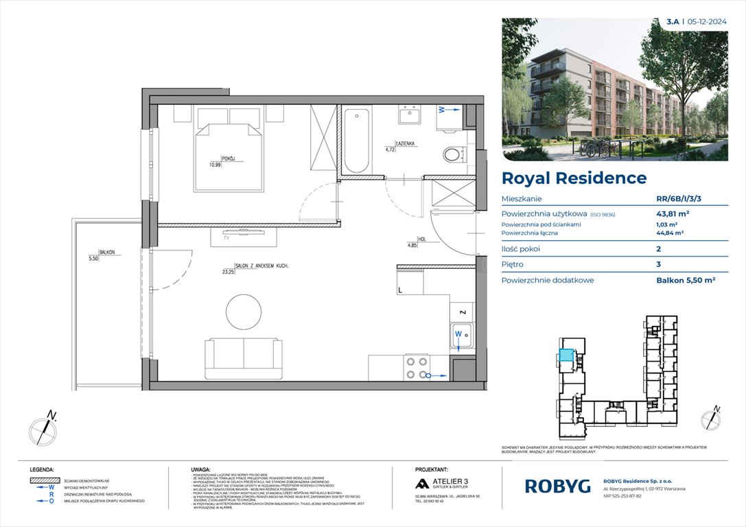 Nowe mieszkanie dwupokojowe Royal Residence Warszawa, Wilanów, Sarmacka  44m2 Foto 1