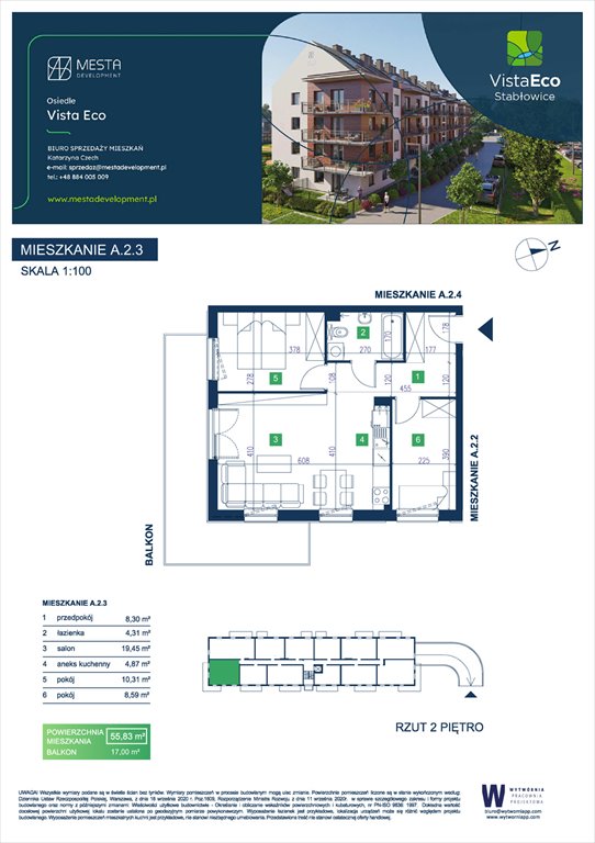 Nowe mieszkanie trzypokojowe Vista Eco  Wrocław, Fabryczna, Stabłowice, Łomnicka  56m2 Foto 1