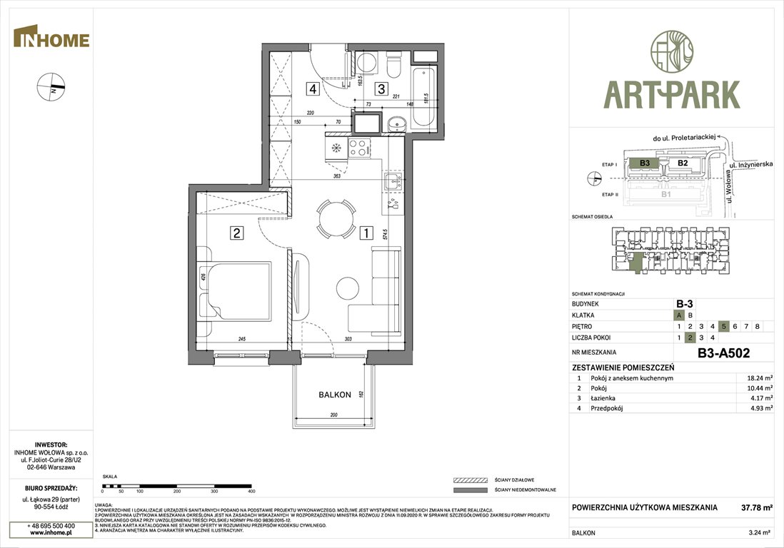 Nowe mieszkanie dwupokojowe ArtPark Łódź, Polesie, Wołowa 4A  38m2 Foto 1