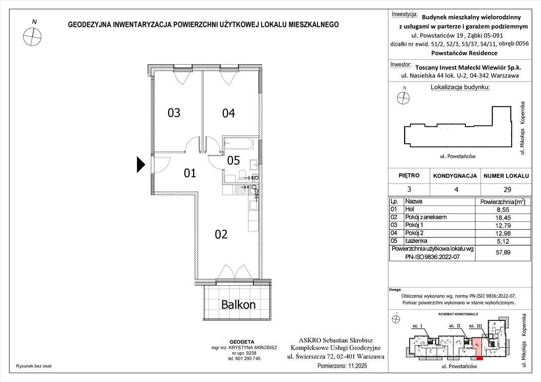 Nowe mieszkanie trzypokojowe Powstańców Residence Ząbki, Powstańców 19  58m2 Foto 1