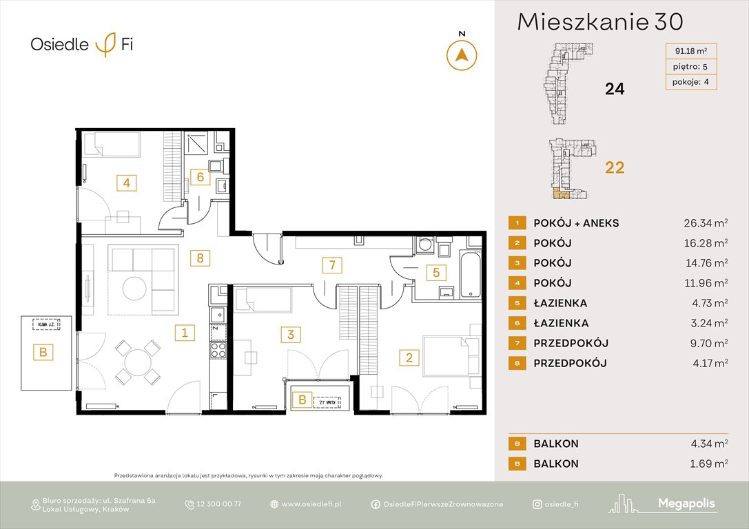 Nowe mieszkanie czteropokojowe  Osiedle FI 3 Kraków, Rzemieślnicza 22-24  91m2 Foto 1