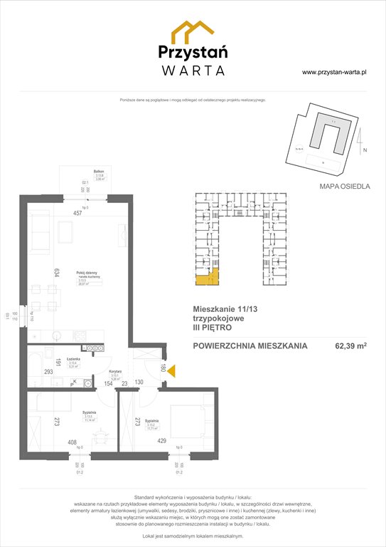 Nowe mieszkanie trzypokojowe Zielona Przystań nad Wartą Luboń, ul. Kajakowa 9 i 11  62m2 Foto 1