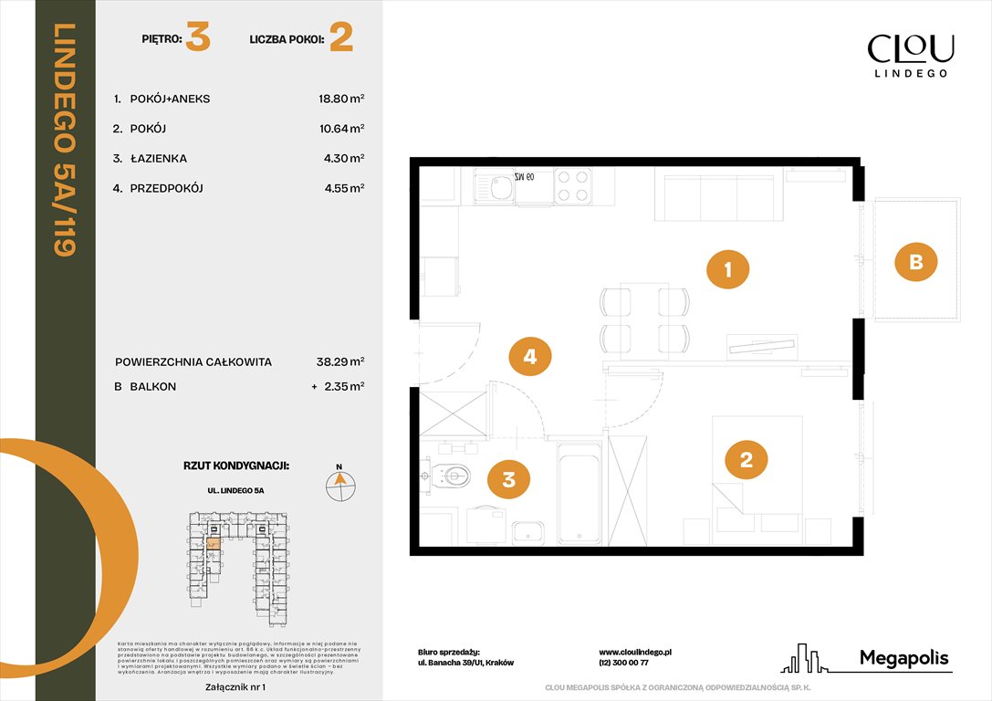 Nowe mieszkanie dwupokojowe Clou Lindego Kraków, Lindego 5a  38m2 Foto 1