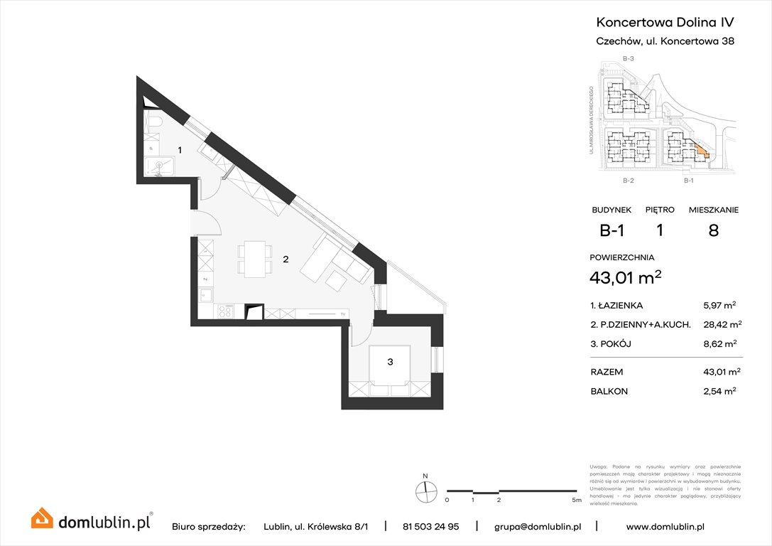 Nowe mieszkanie dwupokojowe Koncertowa Dolina Lublin, Choiny, Koncertowa  43m2 Foto 1