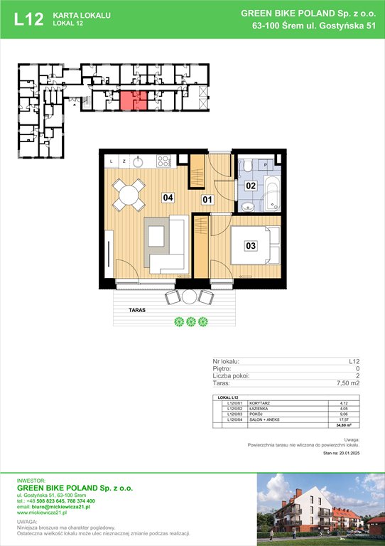 Nowe mieszkanie dwupokojowe Mickiewicza 21 Residence  Śrem, Mickiewicza 21C  35m2 Foto 1