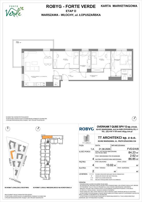 Nowe mieszkanie czteropokojowe  Forte Verde Warszawa, Włochy, Łopuszańska 28  84m2 Foto 1