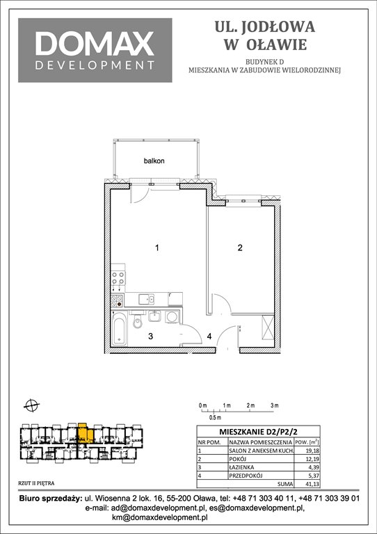 Nowe mieszkanie dwupokojowe Osiedle Jodłowa etap II bud D Oława, Nowy Otok, Jodłowa 38-40  41m2 Foto 1