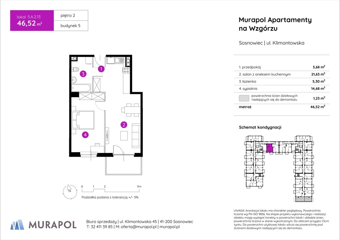 Nowe mieszkanie dwupokojowe Murapol Apartamenty na Wzgórzu Sosnowiec, ul. Klimontowska  47m2 Foto 1