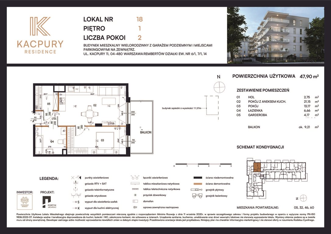 Nowe mieszkanie dwupokojowe Kacpury Residence Warszawa, Rembetów, Kacpury 11  48m2 Foto 1