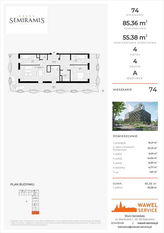 mieszkanie na sprzedaż 85m2 mieszkanie Katowice, Bogucice - Dąbrówka Mała, Wiertnicza 32