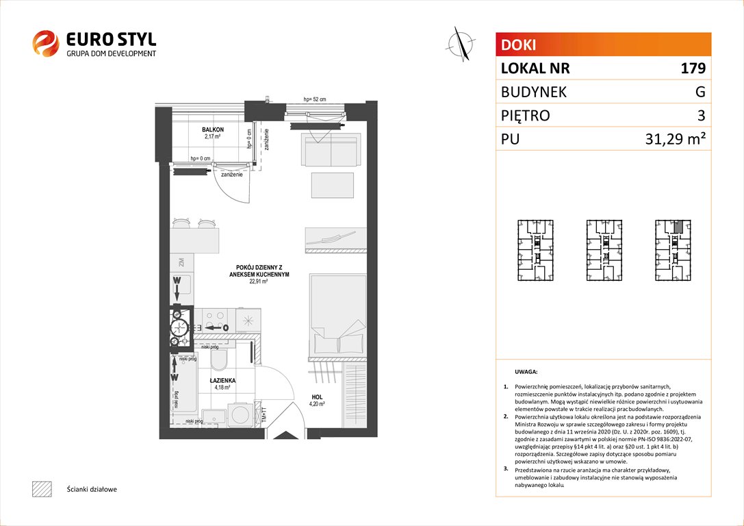 Nowa kawalerka DOKI LIVING Gdańsk, Śródmieście, ks. Jerzego Popiełuszki/Rybaki Górne  31m2 Foto 1