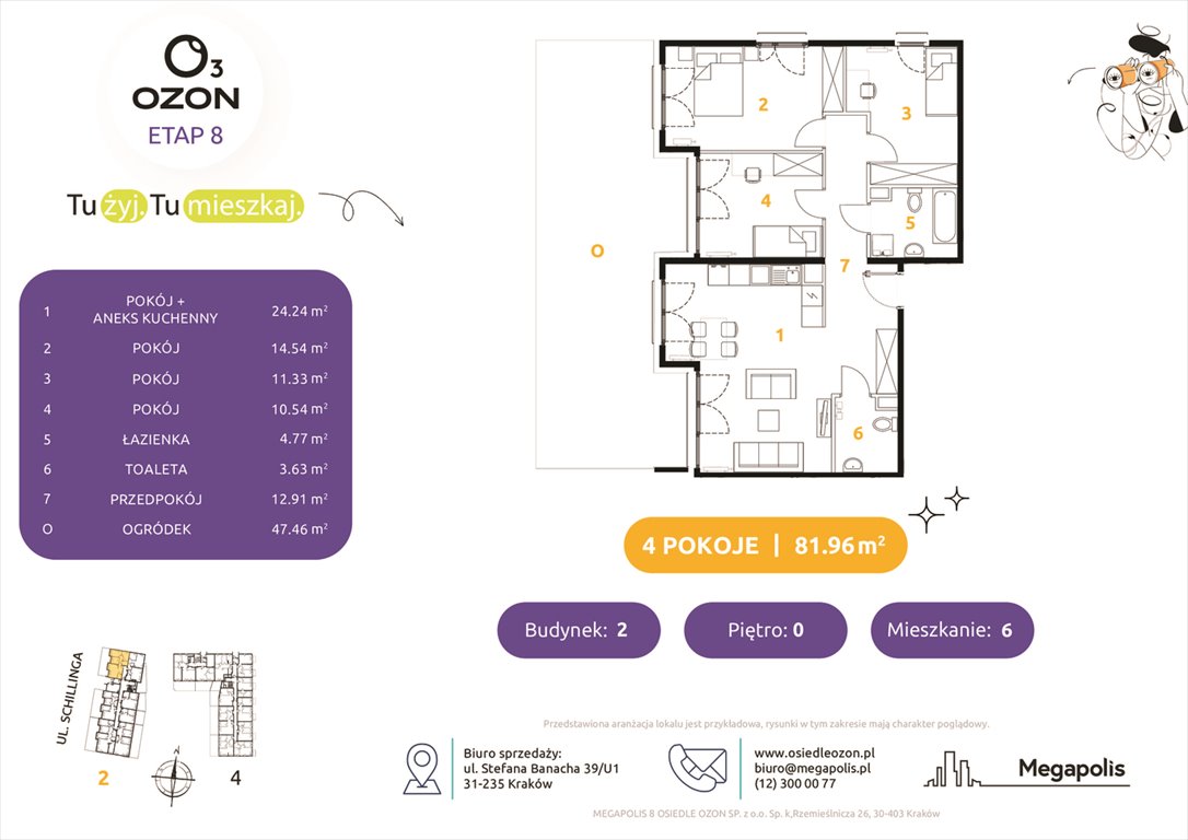 Nowe mieszkanie czteropokojowe  Osiedle Ozon etap 8 Kraków, Schillinga 2-4  82m2 Foto 1