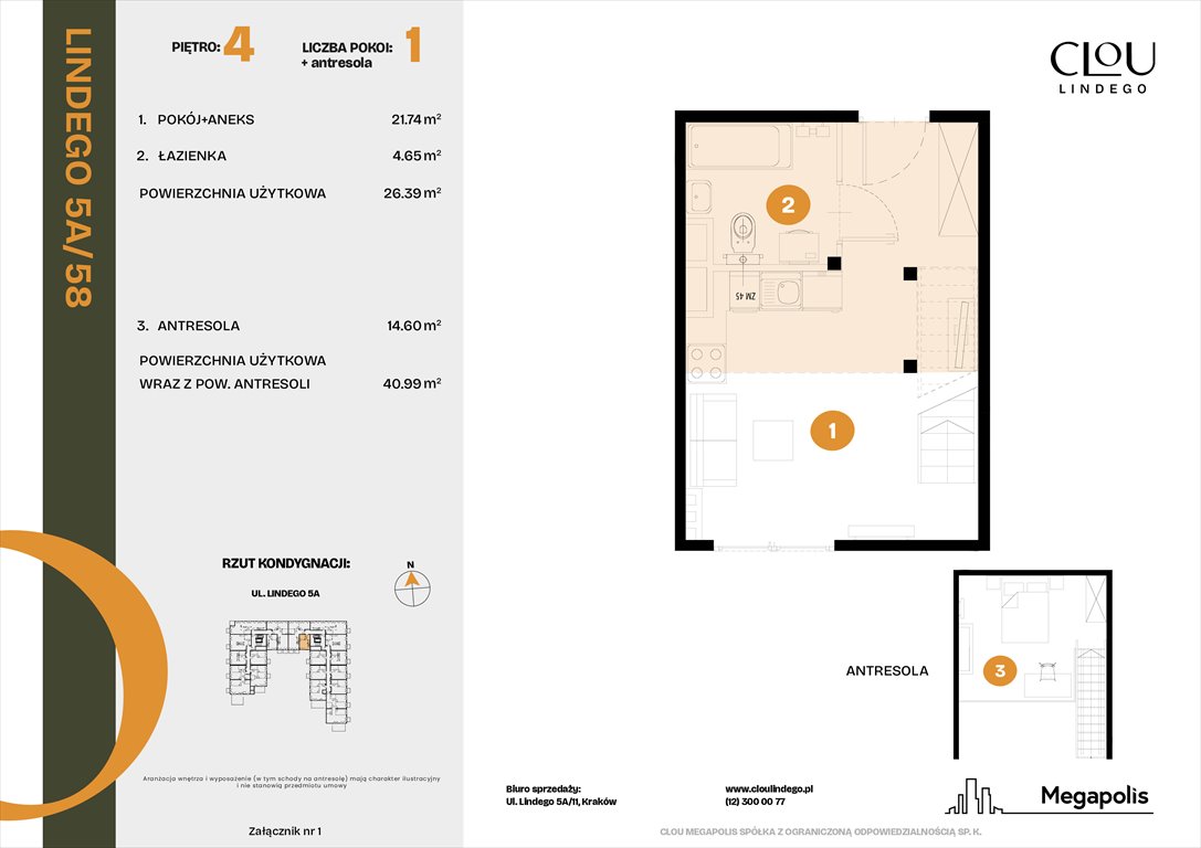 Nowa kawalerka Clou Lindego Kraków, Lindego 5a  26m2 Foto 1