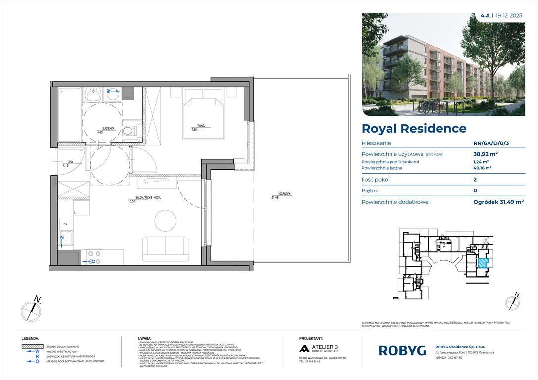 Nowe mieszkanie dwupokojowe Royal Residence Warszawa, Wilanów, Sarmacka  39m2 Foto 1