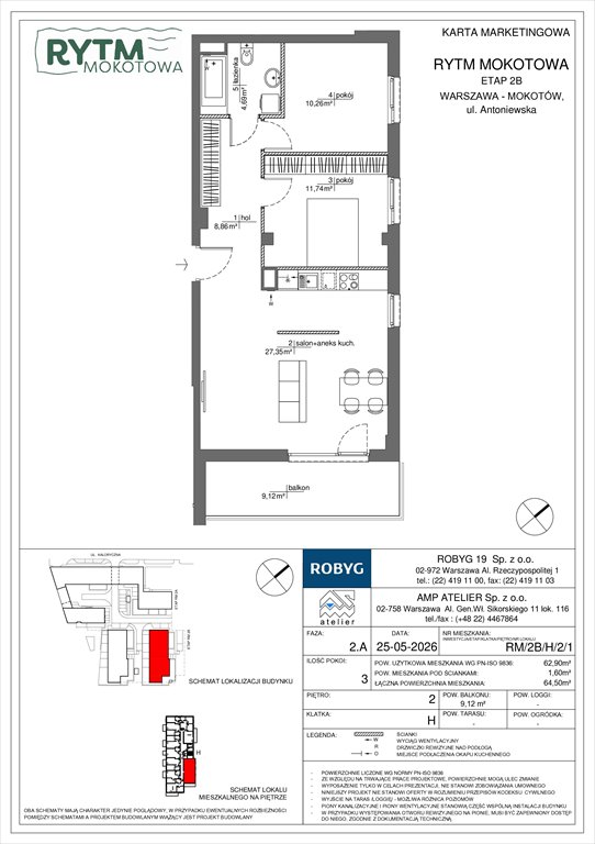 Nowe mieszkanie trzypokojowe Rytm Mokotowa Warszawa, Mokotów, Antoniewska 3B  63m2 Foto 1