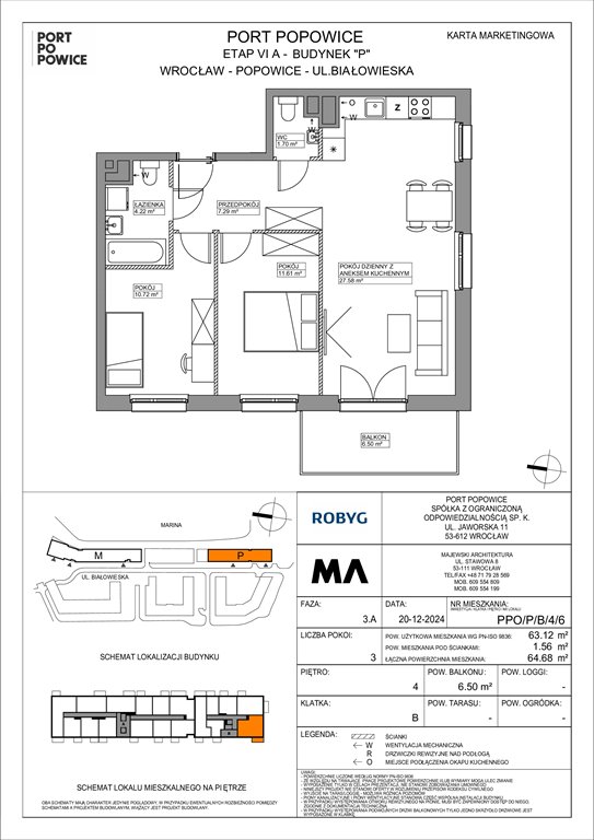 Nowe mieszkanie trzypokojowe Port Popowice Wrocław, Fabryczna, Białowieska 91a  63m2 Foto 1