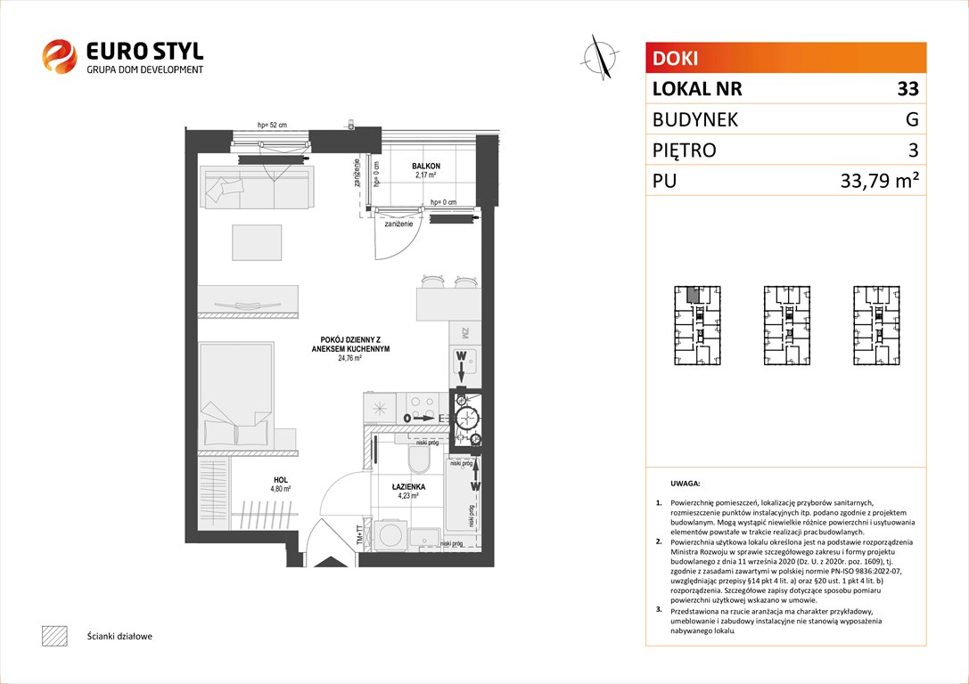 Nowa kawalerka DOKI LIVING Gdańsk, Śródmieście, ks. Jerzego Popiełuszki/Rybaki Górne  34m2 Foto 1