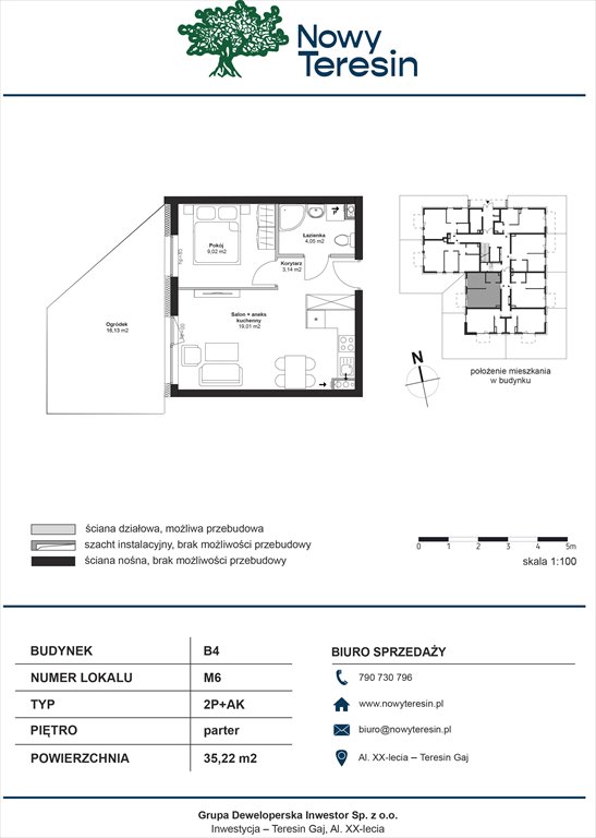 Nowe mieszkanie dwupokojowe Nowy Teresin Teresin - Gaj, Świętokrzyska 9  35m2 Foto 1