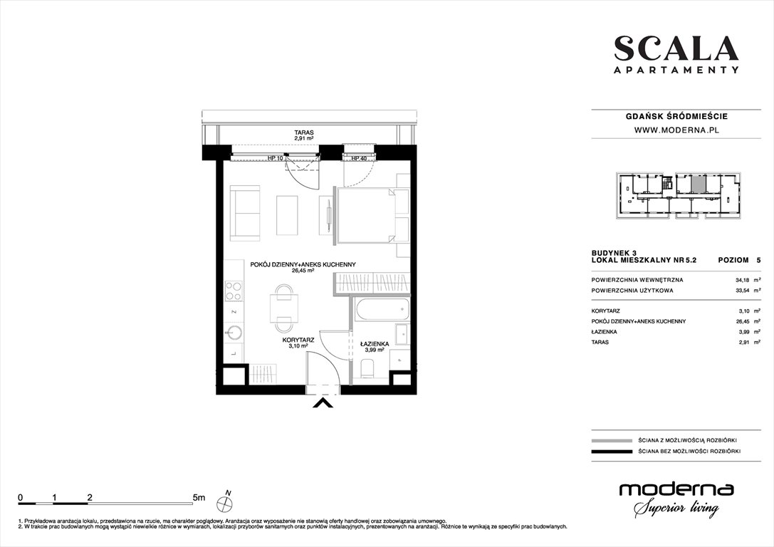 Nowa kawalerka Scala Gdańsk, ul. Łąkowa 60  34m2 Foto 1