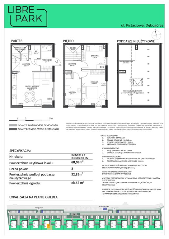 Nowe mieszkanie trzypokojowe Osiedle Libre Park Dębogórze, Pistacjowa 5  68m2 Foto 1