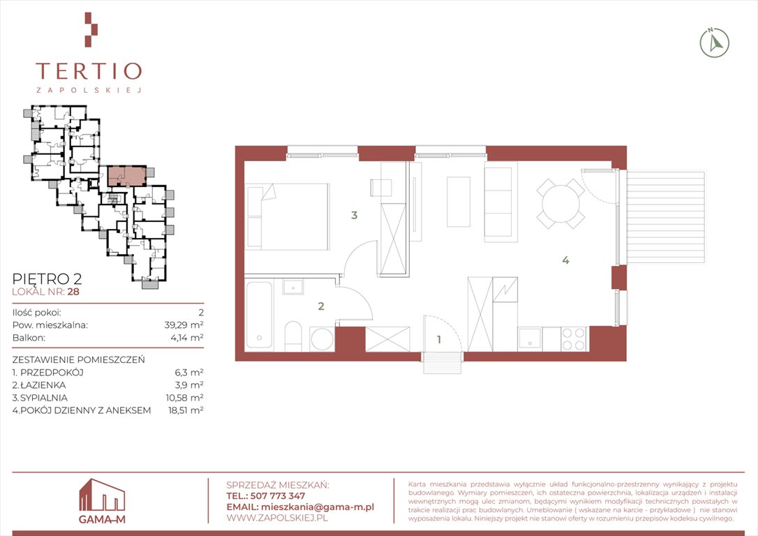 Nowe mieszkanie dwupokojowe Tertio Zapolskiej Kraków, Bronowice, Gabrieli Zapolskiej 21  39m2 Foto 1