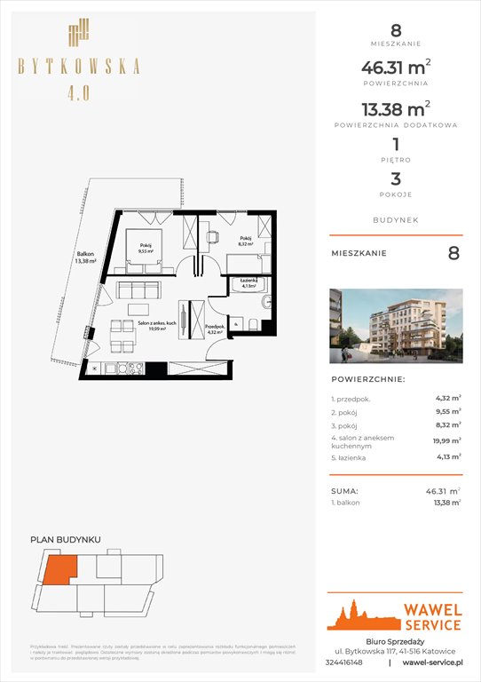 mieszkanie na sprzedaż 46m2 mieszkanie Katowice, Bytkowska