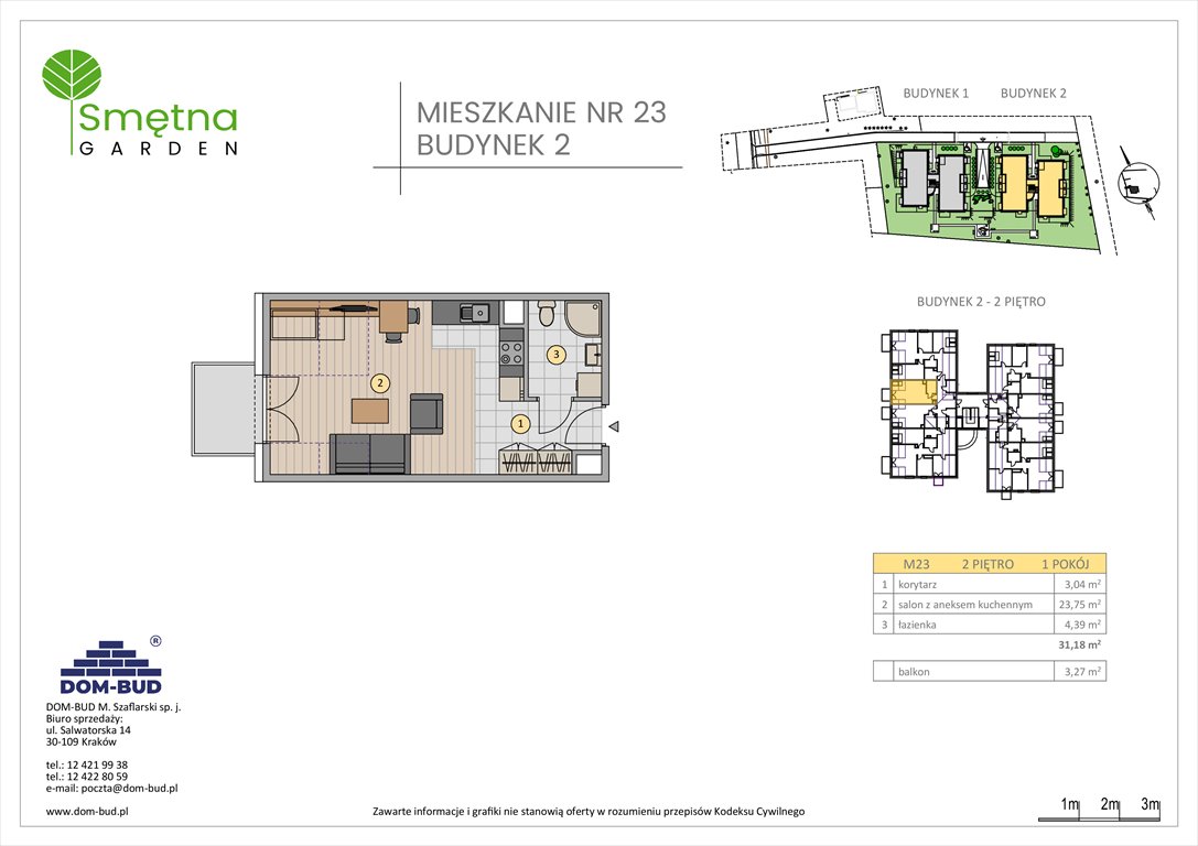 Nowa kawalerka Smętna Garden Kraków, Bronowice Wielkie, Smętna 1  31m2 Foto 1
