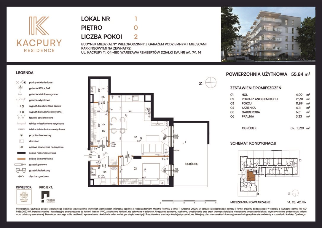 Nowe mieszkanie dwupokojowe Kacpury Residence Warszawa, Rembetów, Kacpury 11  56m2 Foto 1