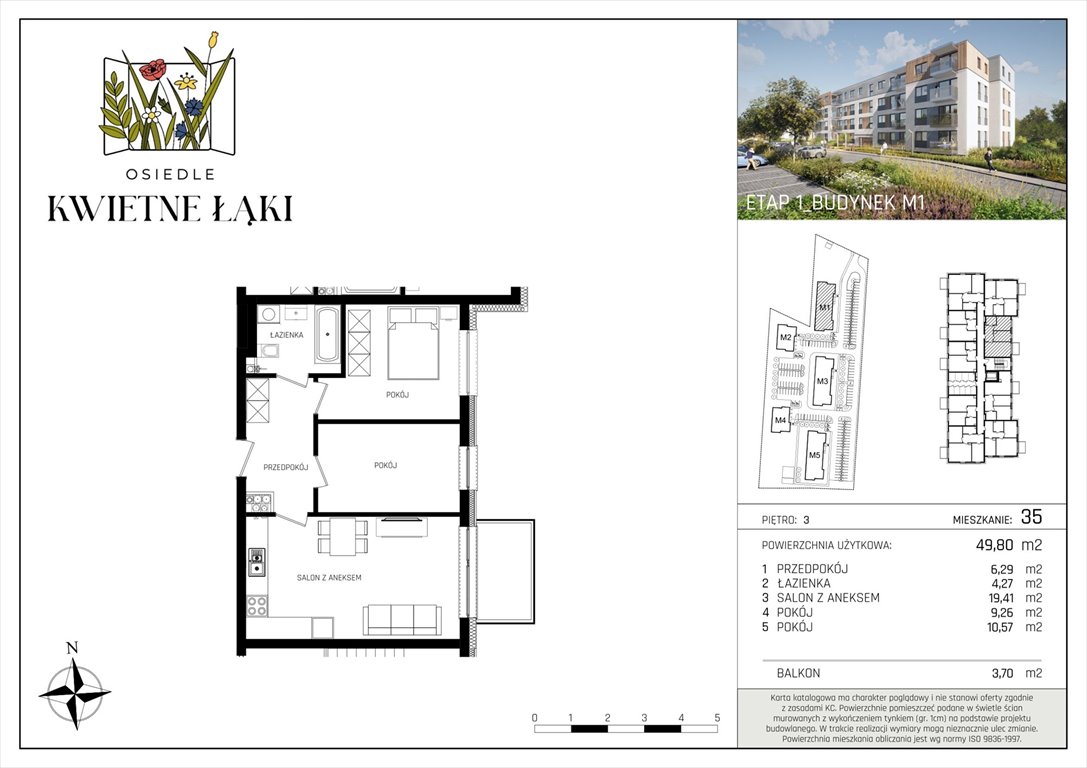 Nowe mieszkanie dwupokojowe Osiedle Kwietne Łąki Poddębice, Targowa 17  50m2 Foto 1