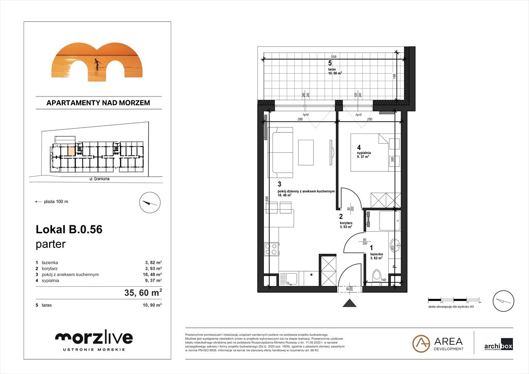 Nowe mieszkanie dwupokojowe MORZLIVE Ustronie Morskie, Graniczna 4  36m2 Foto 1