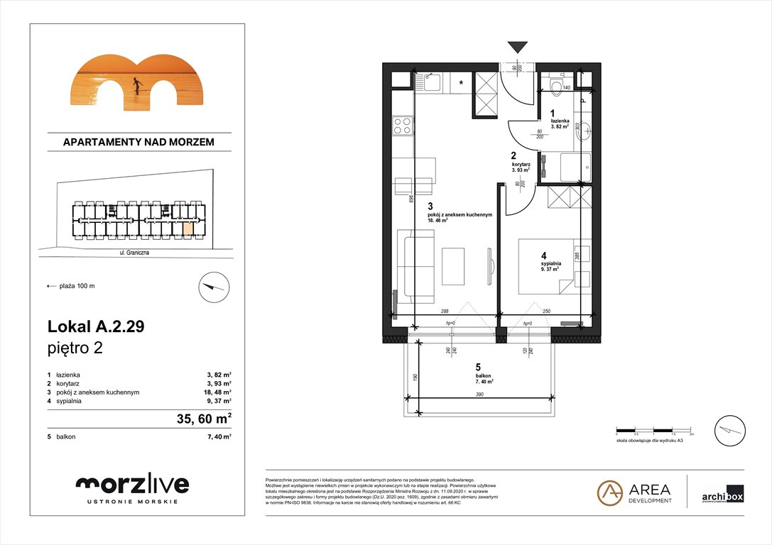 Nowe mieszkanie dwupokojowe MORZLIVE Ustronie Morskie, Graniczna 4  36m2 Foto 1