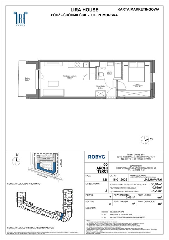 Nowe mieszkanie dwupokojowe Lira House Łódź, Pomorska 108  37m2 Foto 1