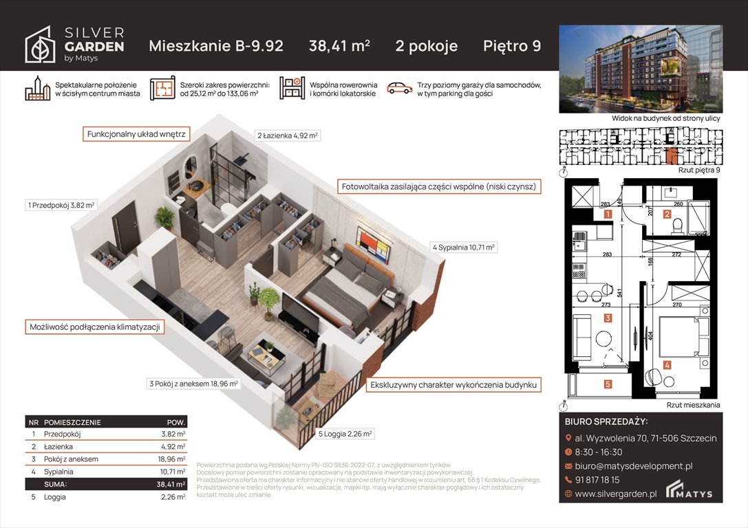 Nowe mieszkanie dwupokojowe Silver Garden Szczecin, Centrum, al. Wyzwolenia 70 / ul. Staszica 21  38m2 Foto 1