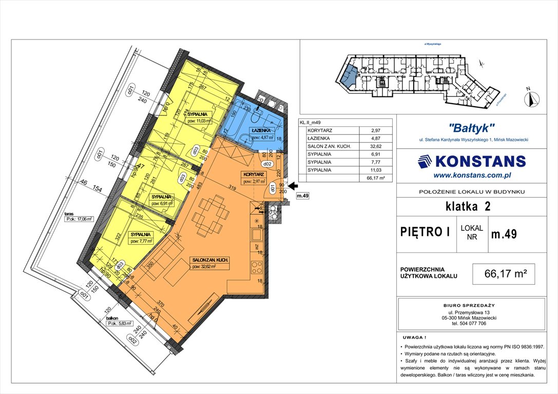 Nowe mieszkanie czteropokojowe  Bałtyk Mińsk Mazowiecki, Wyszyńskiego 1  66m2 Foto 1