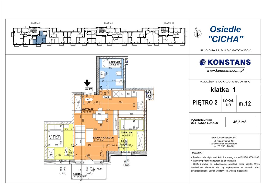Nowe mieszkanie trzypokojowe Cicha 21 Mińsk Mazowiecki, Cicha 12  47m2 Foto 1
