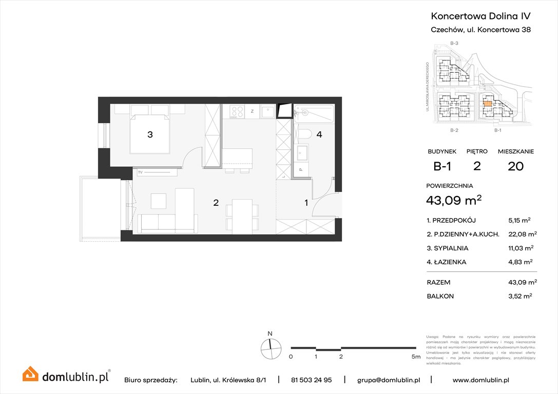 Nowe mieszkanie dwupokojowe Koncertowa Dolina Lublin, Choiny, Koncertowa  43m2 Foto 1