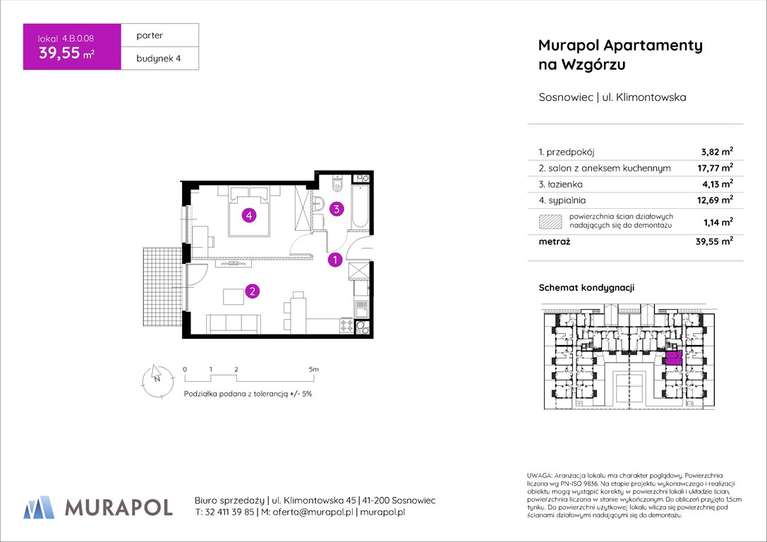 Nowe mieszkanie dwupokojowe Murapol Apartamenty na Wzgórzu Sosnowiec, ul. Klimontowska  40m2 Foto 1