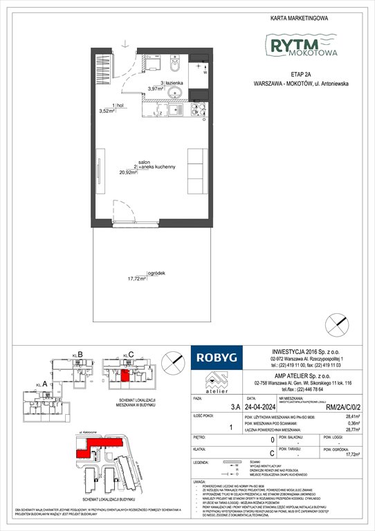 Nowa kawalerka Rytm Mokotowa Warszawa, Mokotów, Antoniewska  28m2 Foto 1