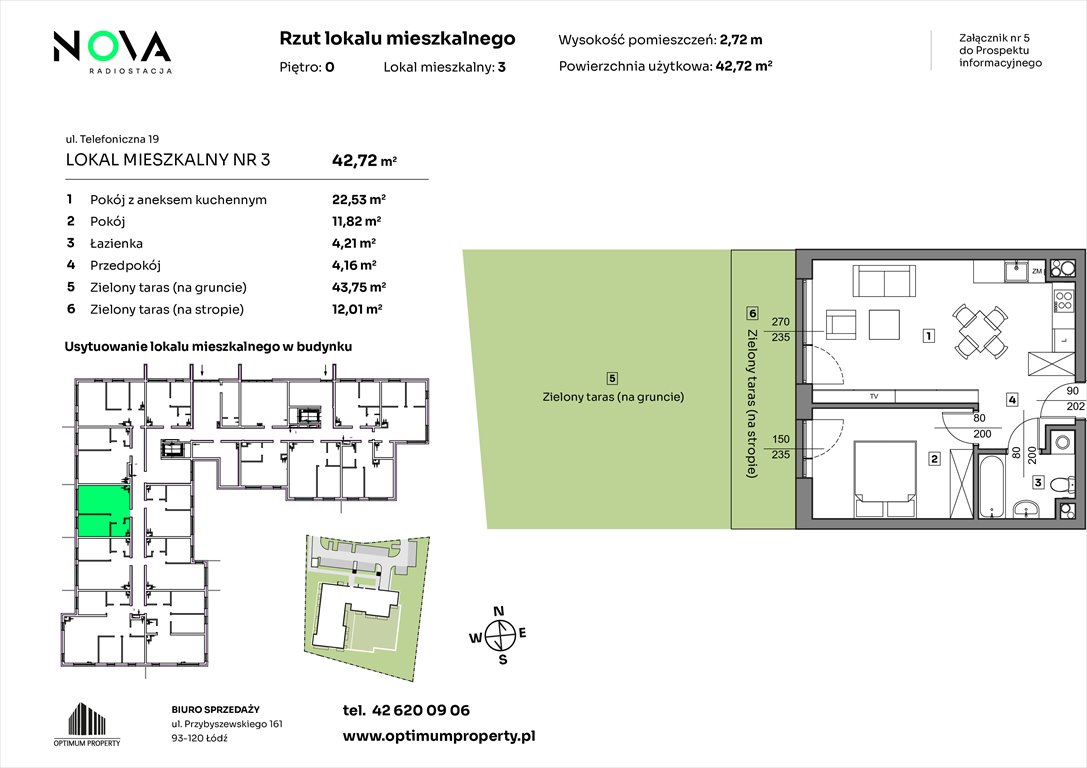 Nowe mieszkanie dwupokojowe NOVA RADIOSTACJA  Łódź, Śródmieście, ul. Telefoniczna 19  43m2 Foto 1