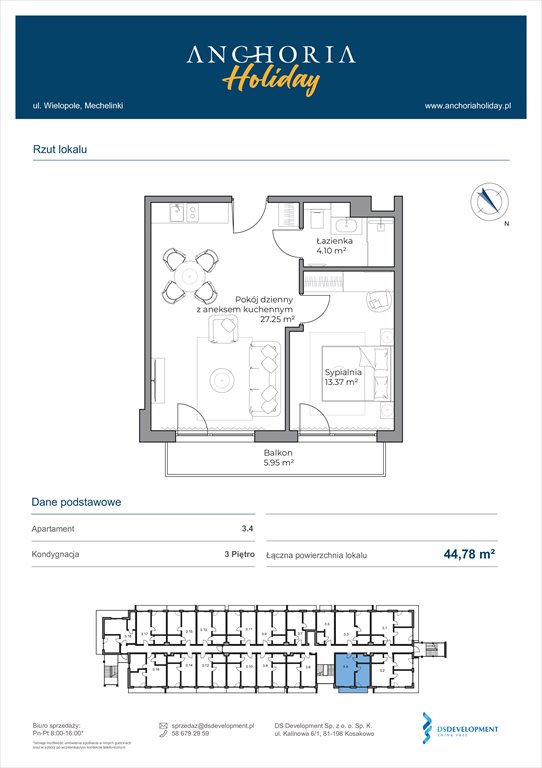 Nowe mieszkanie dwupokojowe Anchoria Holiday Mechelinki, Wielopole 36-38  45m2 Foto 1